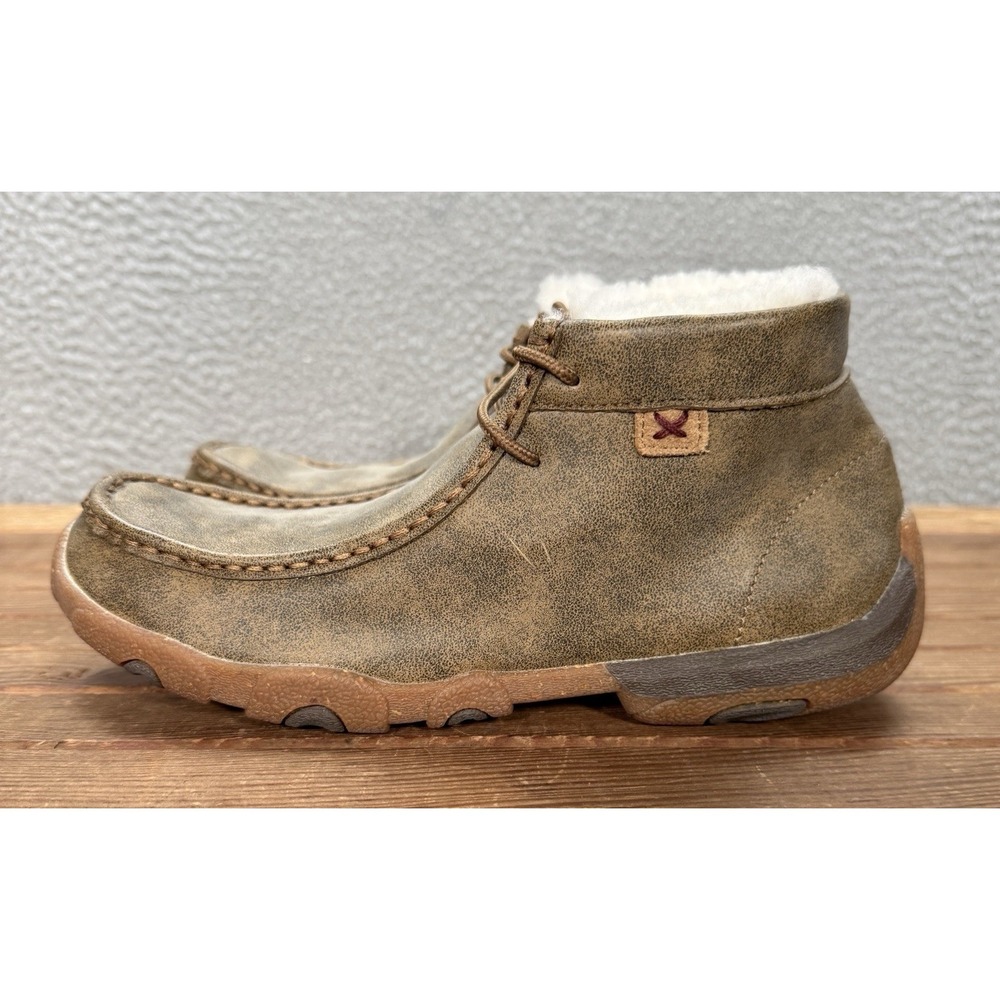 Twisted X Boots Womens 7M Bomber Brown Chukka Driving Moccasins Sherpa Lined